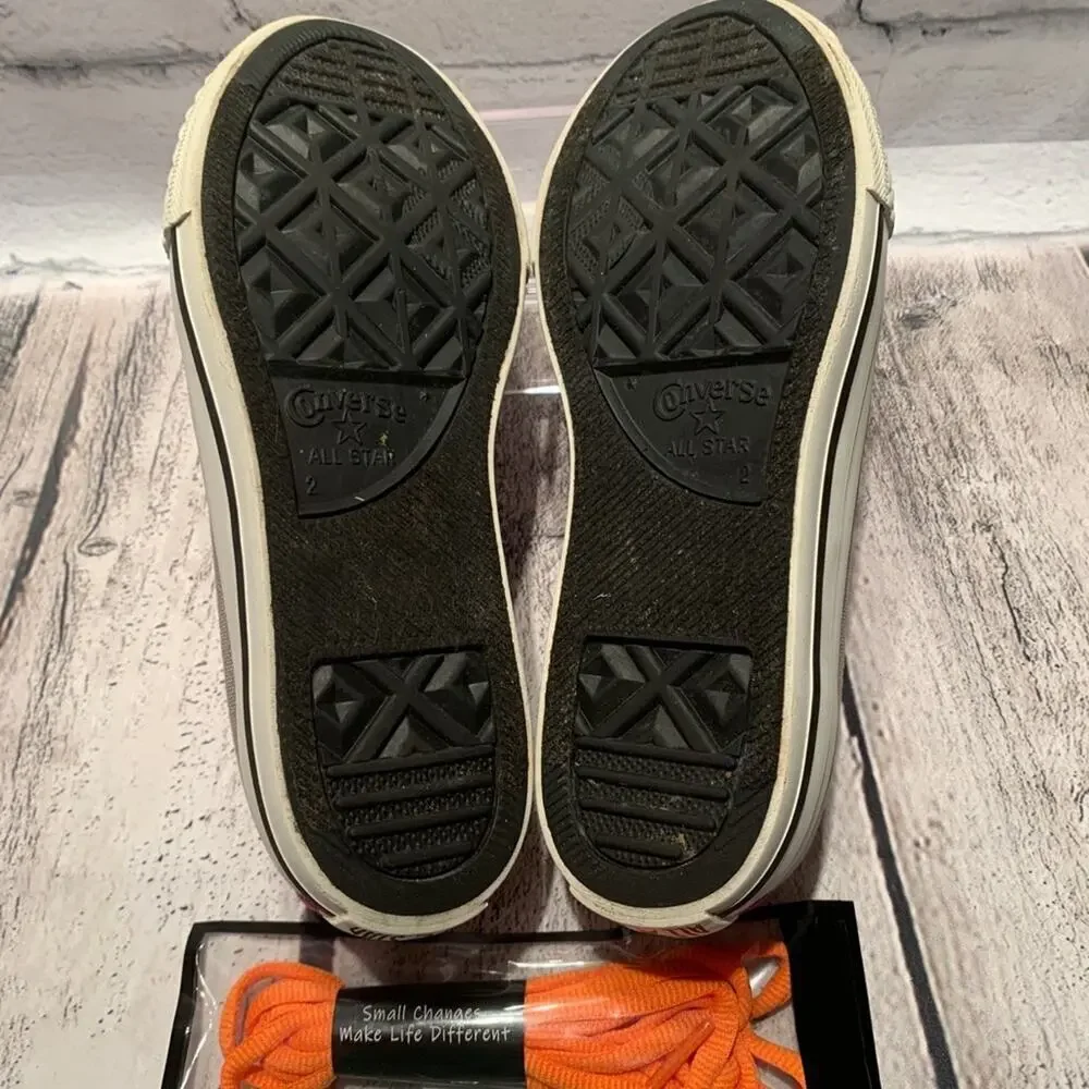 CONVERSE Girl's All Star Grey Double Tongue Sneakers / Size: 2 Junior